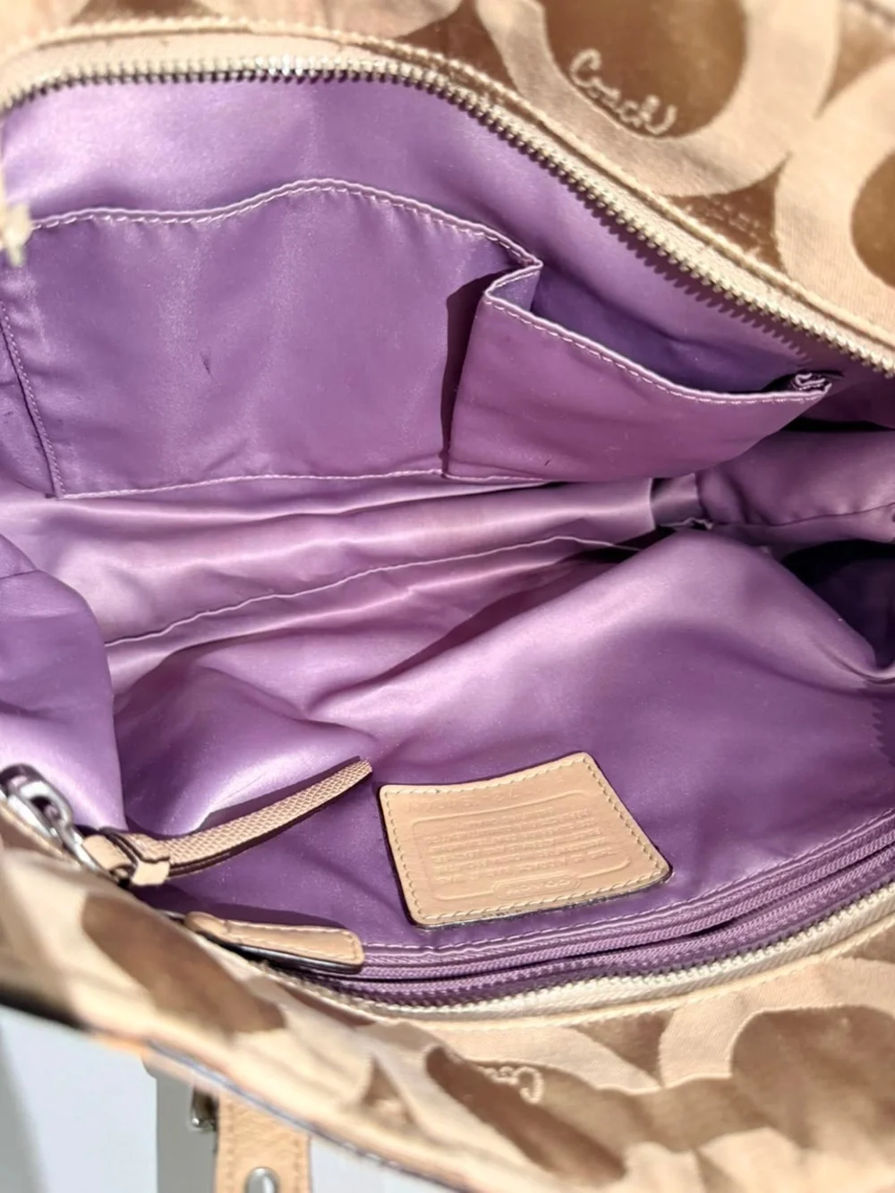 Coach Chelsea Y2K Canvas Leather OP Art Nuetral Tan Tote Shoulder Bag Purse